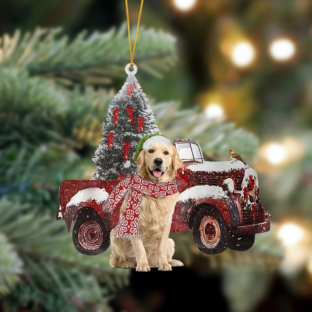 Golden Retriever 1-Christmas Truck Two Sided Ornament