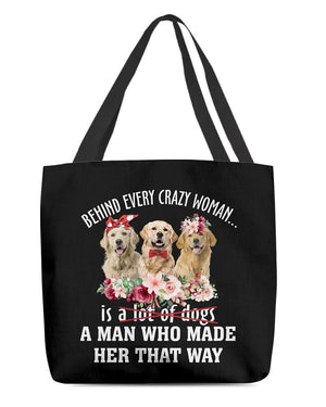 Golden Retriever 1-Crazy Woman Cloth Tote Bag