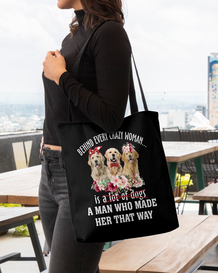 Golden Retriever 1-Crazy Woman Cloth Tote Bag