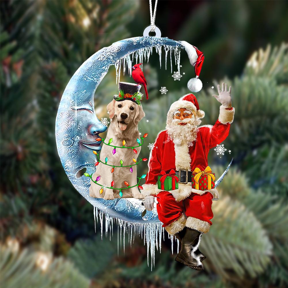 Golden Retriever 1-Santa Claus And Moon Two Sided Ornament