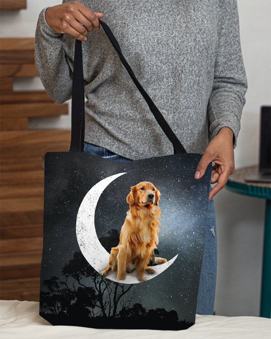 Golden Retriever 1-Sit On The Moon-Cloth Tote Bag