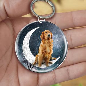 Golden Retriever 1-Stars and Moon-Round Resin Epoxy Metal Keychain