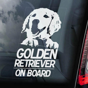 Golden Retriever1 on Board-Car Window Sticker-Dog Sign Decal