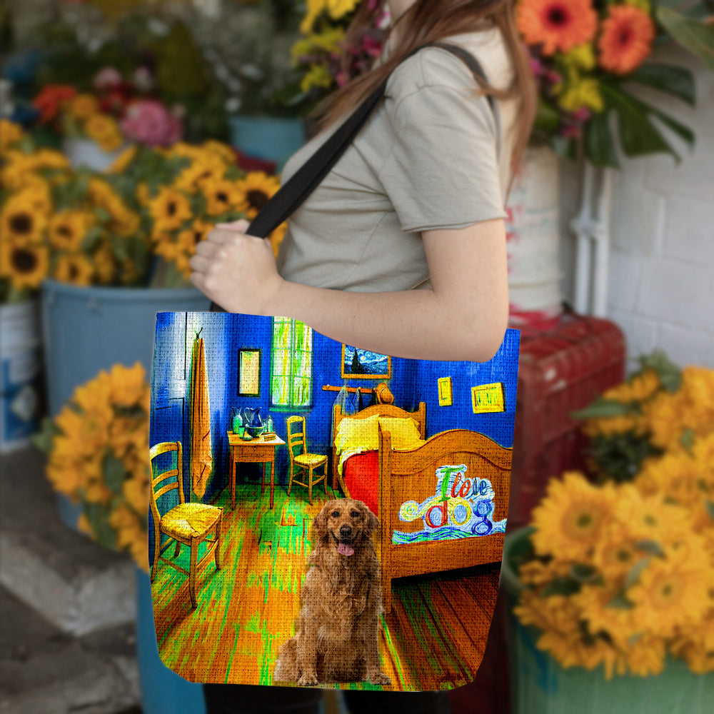 Golden Retrieve in the bedroom 2-Cloth Tote Bag