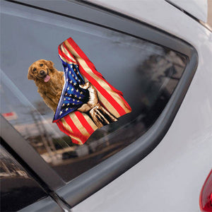 Golden Retriever 2-American Flag Front Car Sticker