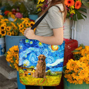 Golden Retriever  2-Oil Painting-Cloth Tote Bag