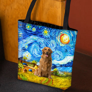 Golden Retriever  2-Oil Painting-Cloth Tote Bag