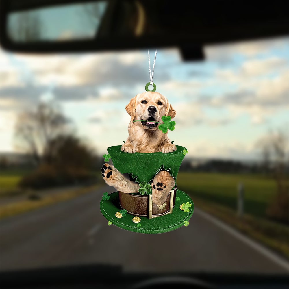 Golden Retriever 2-Patrick Hat-Two Sided Ornament