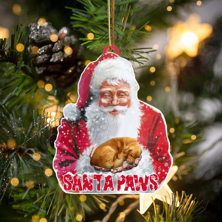 Golden Retriever2-Santa Paws-Two Sided Ornament