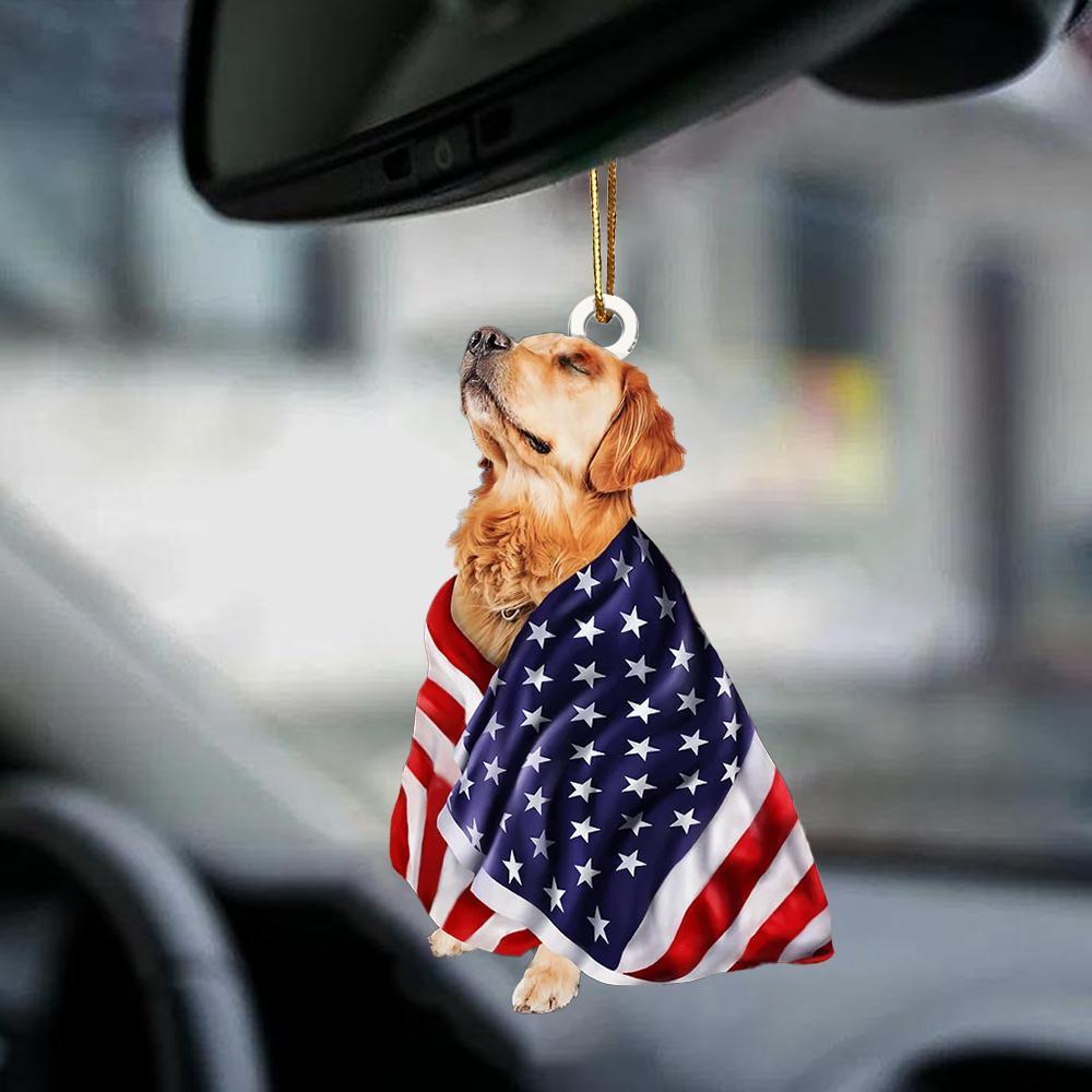 Golden Retriever American Patriot Flag Two Sided Ornament