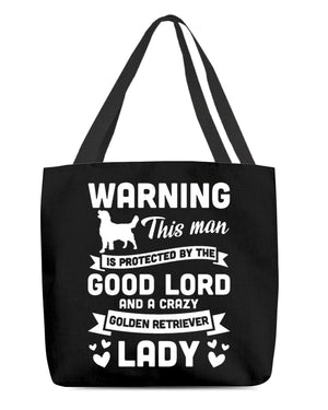 Golden Retriever Crazy lady Cloth Tote Bag