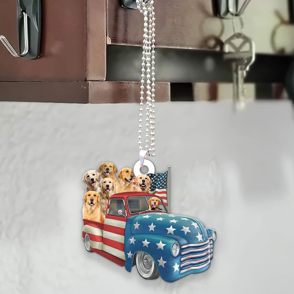 Golden Retriever Happy Independence Day Two Sides Ornament