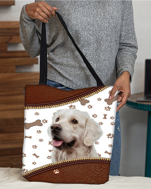 Golden Retriever Mars-Zipper Texture-Cloth Tote Bag