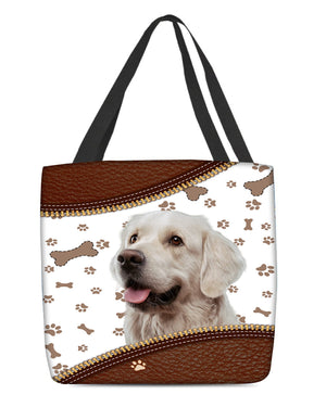 Golden Retriever Mars-Zipper Texture-Cloth Tote Bag