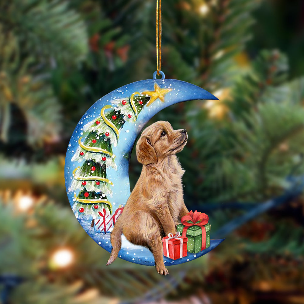 Golden Retriever Sit On The Blue Moon-Two Sided Ornament