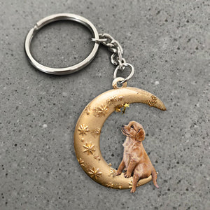 Golden Retriever-Dog & Moon Flat Acrylic Keychain