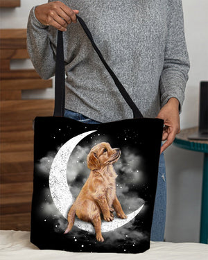 Golden Retriever Sit On The Moon With Starts-Cloth Tote Bag