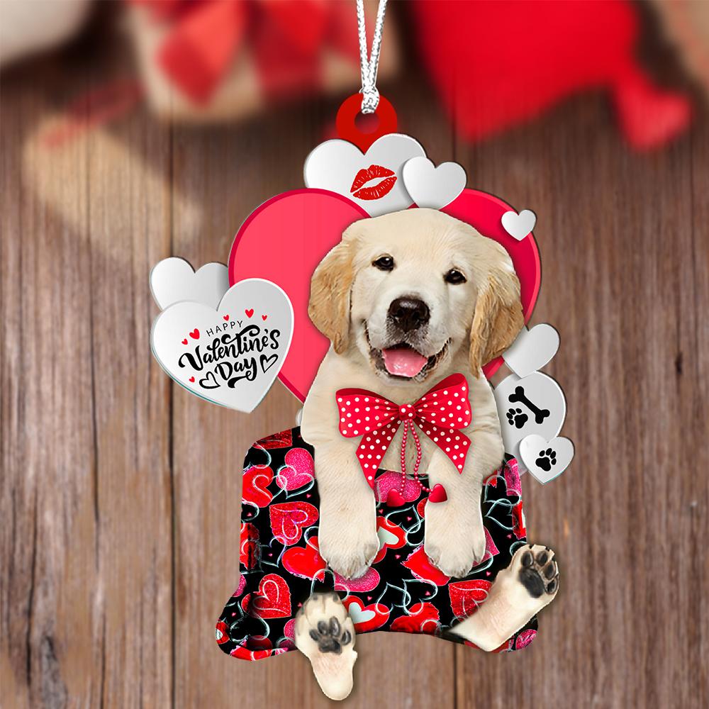 Golden Retriever Valentine's Day Sleeping Bag-Two Sides Ornament