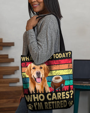 Golden Retriever Who Cares-Cloth Tote Bag