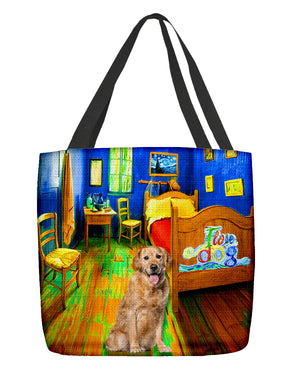 Golden Retrieve in the bedroom 3-Cloth Tote Bag