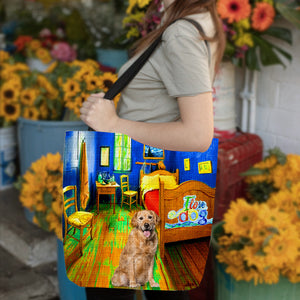 Golden Retrieve in the bedroom 3-Cloth Tote Bag