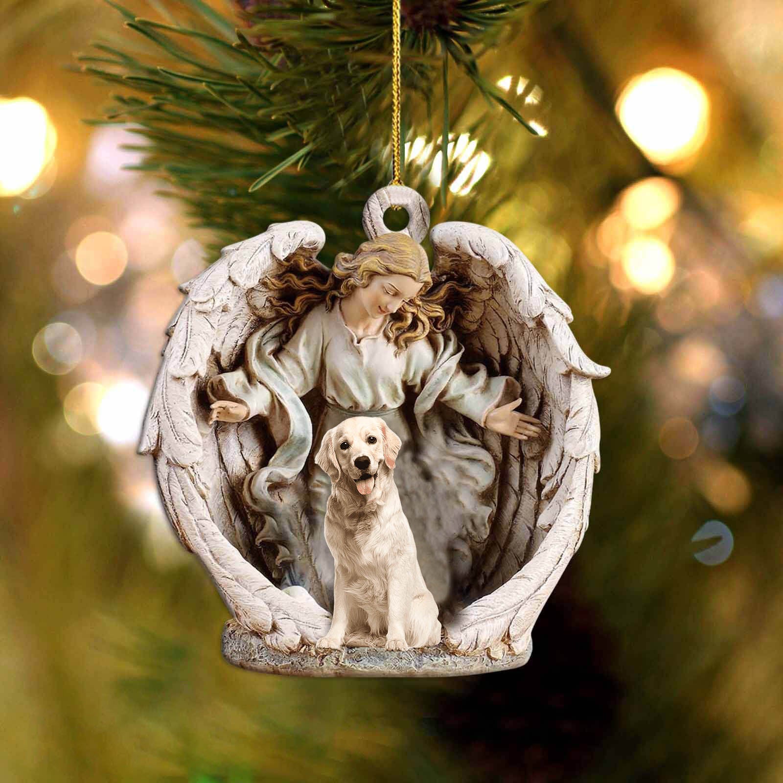 Golden Retriever(2)-Angel Hug Winter Love Two Sided Ornament