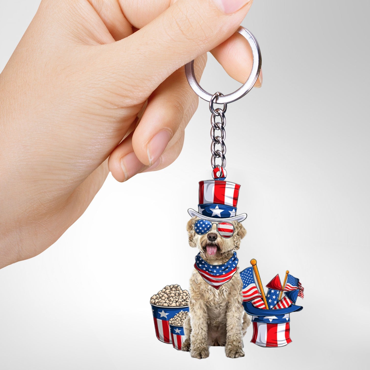 Goldendoodle 1-July Stuff Flat Acrylic Keychain