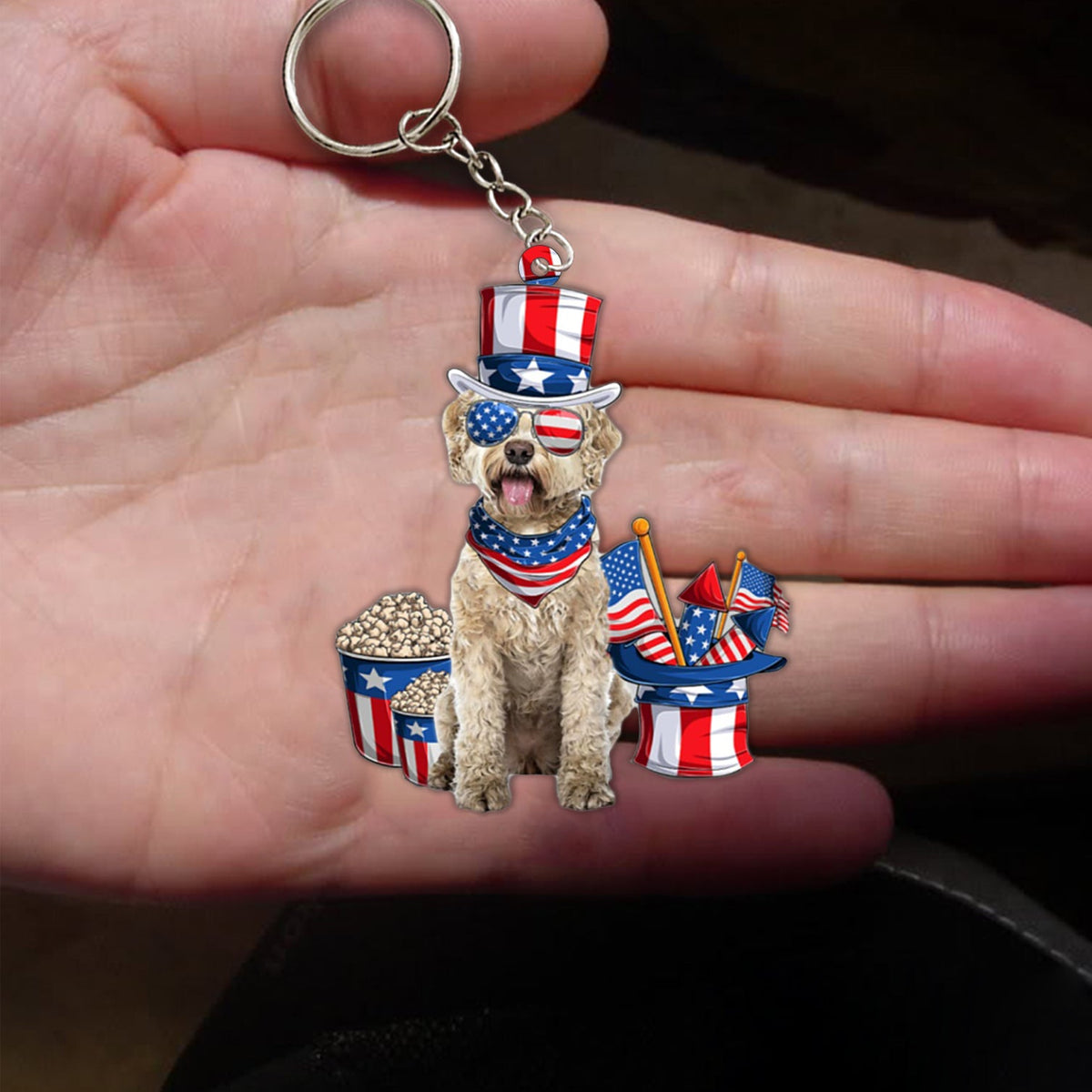 Goldendoodle 1-July Stuff Flat Acrylic Keychain