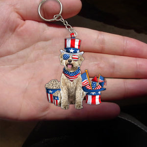 Goldendoodle 1-July Stuff Flat Acrylic Keychain