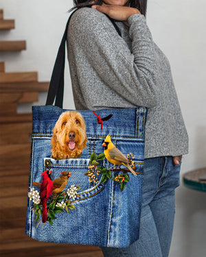 Goldendoodle-Cardinal & Dog Cloth Tote Bag