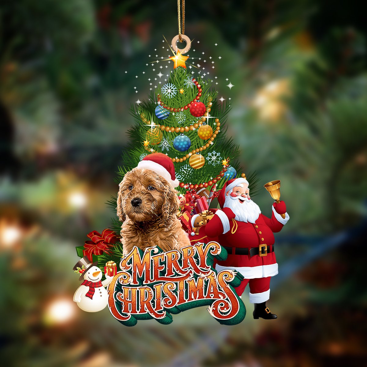 Goldendoodle-Christmas Tree&Dog Hanging Ornament