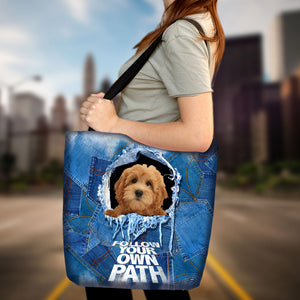 Goldendoodle -Follow Your Own Path-Cloth Tote Bag