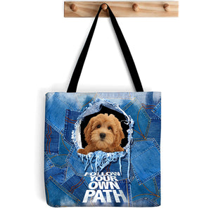 Goldendoodle -Follow Your Own Path-Cloth Tote Bag