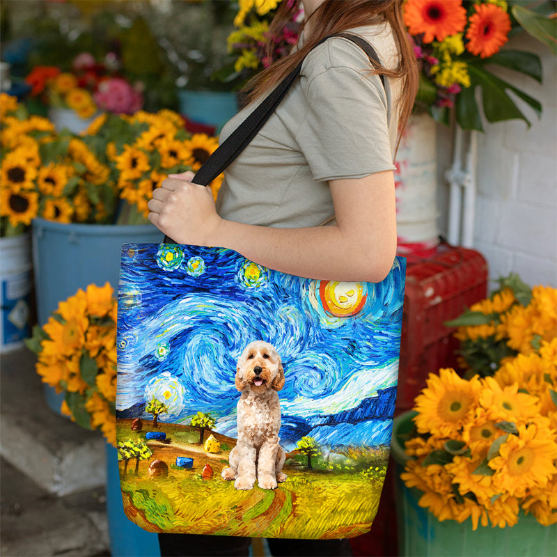 Goldendoodle-Oil Painting-Cloth Tote Bag