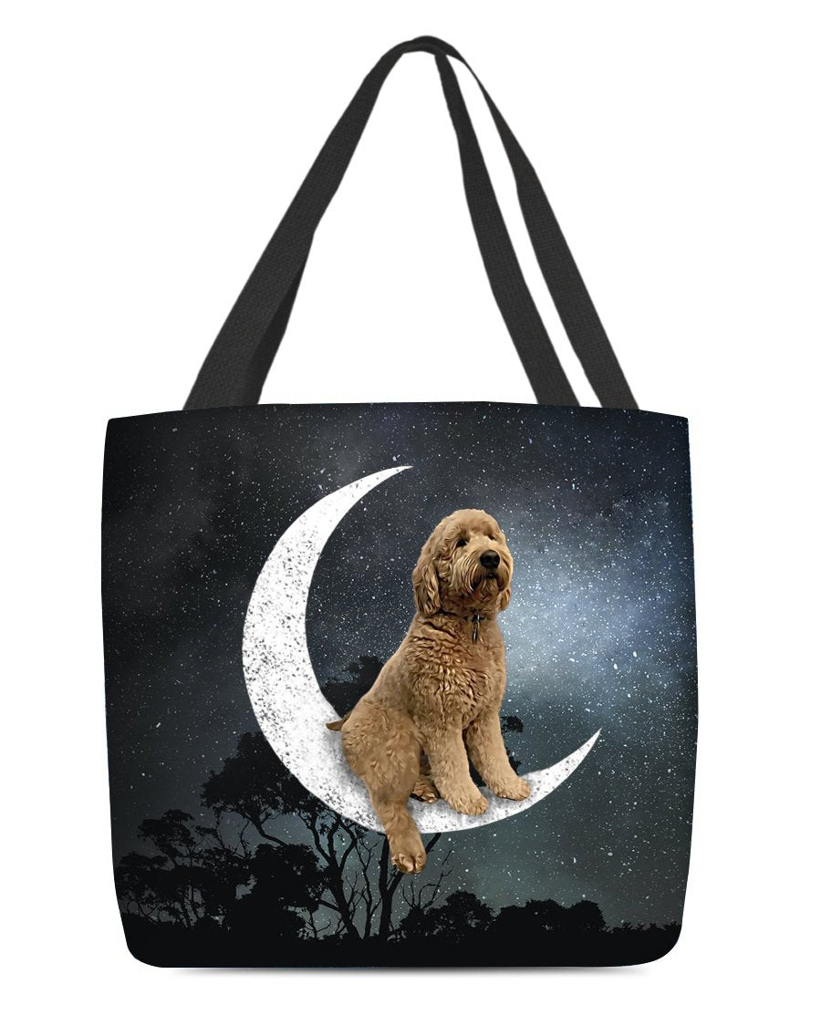 Goldendoodle-Sit On The Moon-Cloth Tote Bag