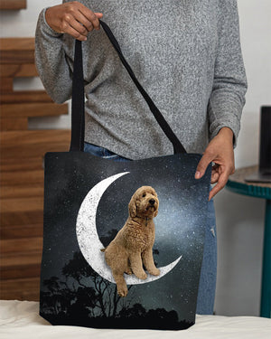 Goldendoodle-Sit On The Moon-Cloth Tote Bag