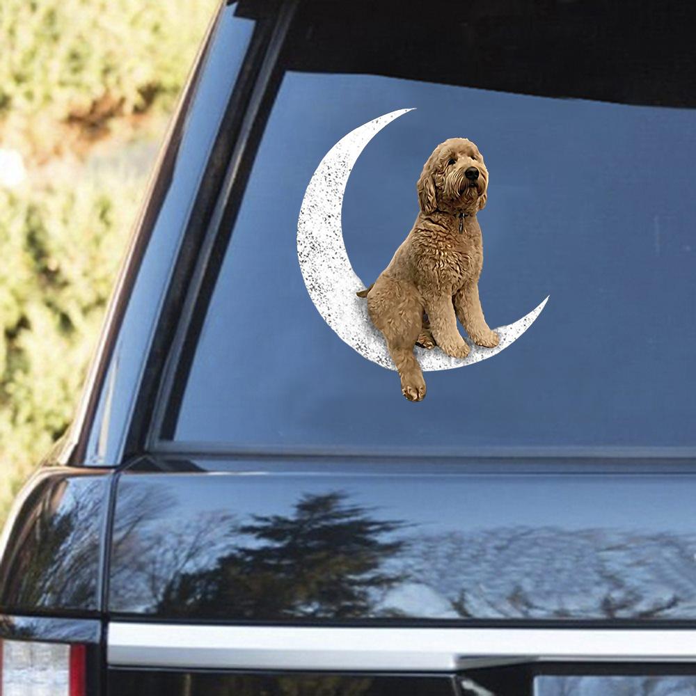 Goldendoodle-Sit On The Moon Decal