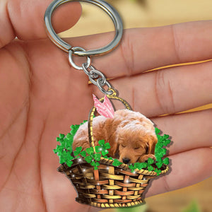 Goldendoodle-Sleeping Lucky Fairy Flat Acrylic Keychain