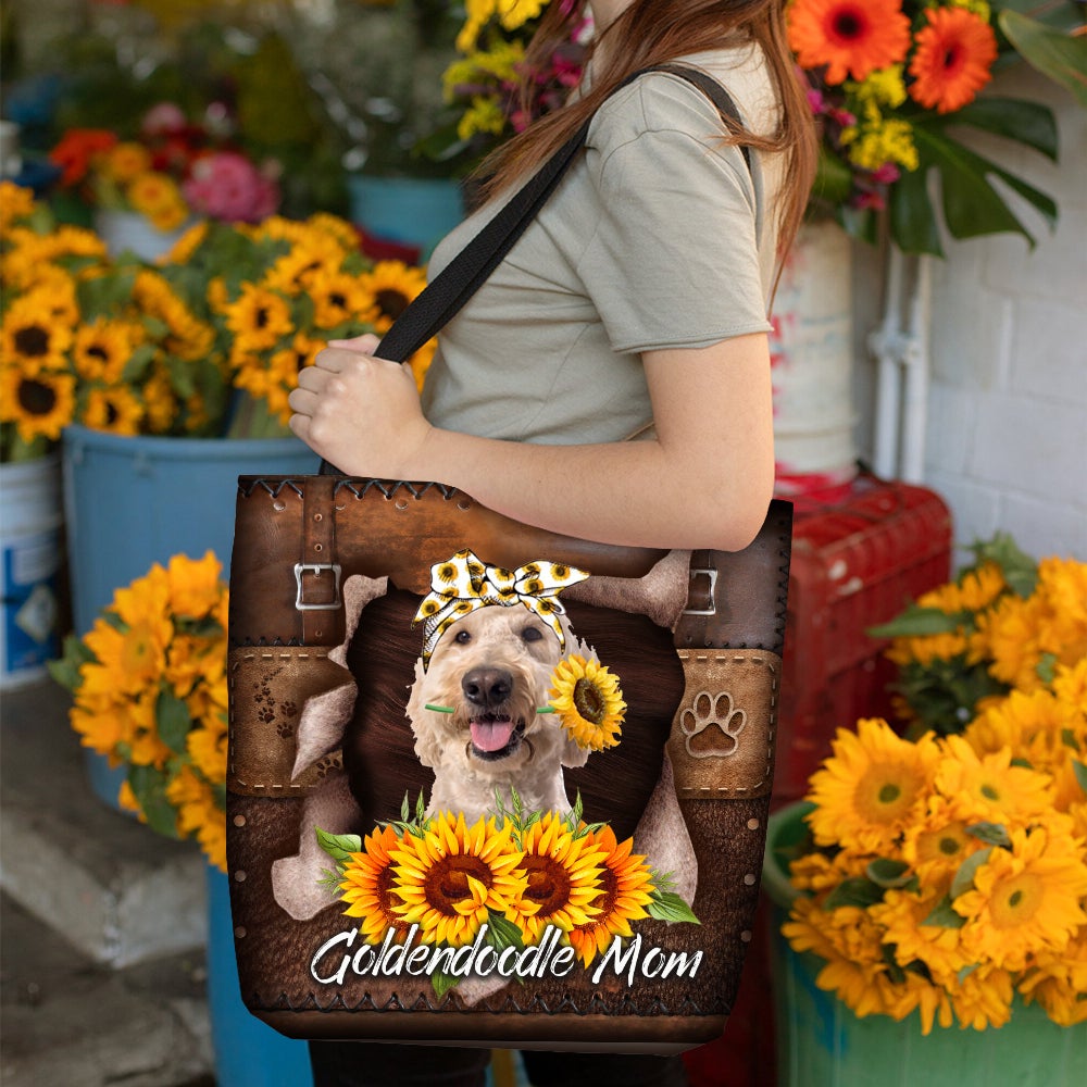 Goldendoodle-Sunflower&Dog Mom Cloth Tote Bag