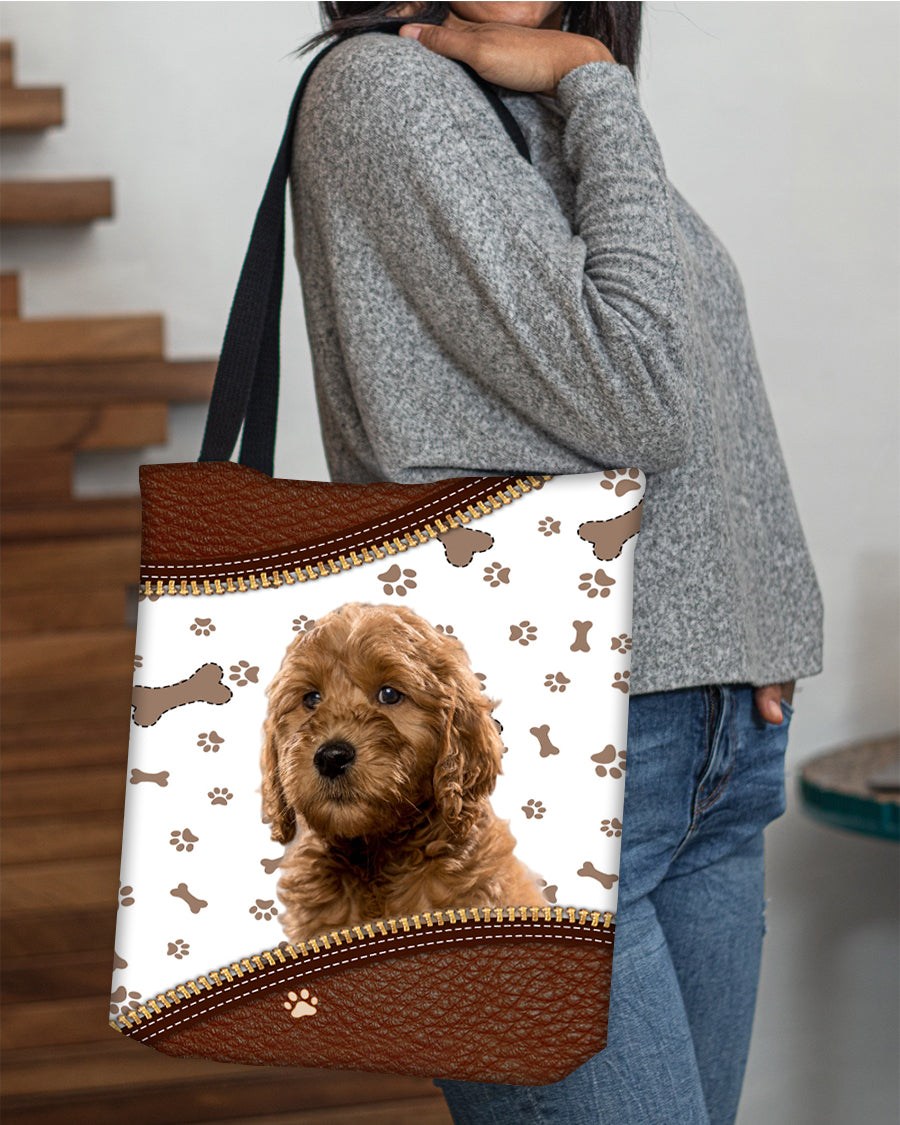 Goldendoodle-Zipper Texture-Cloth Tote Bag