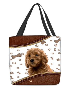 Goldendoodle-Zipper Texture-Cloth Tote Bag