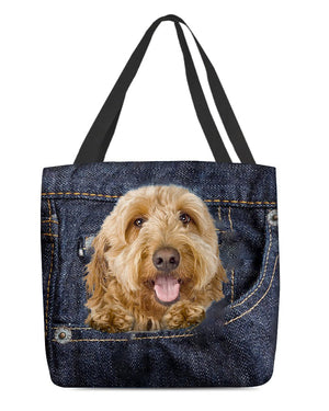 Goldendoodle-Dark Denim-Cloth Tote Bag