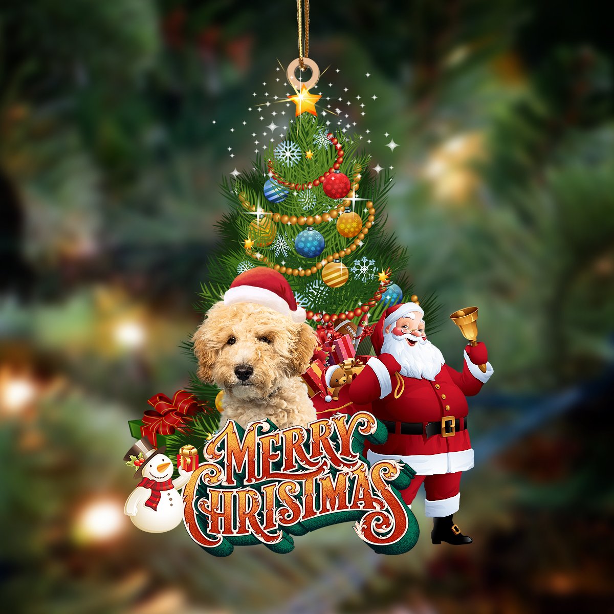 Goldendoodle 3-Christmas Tree&Dog Hanging Ornament