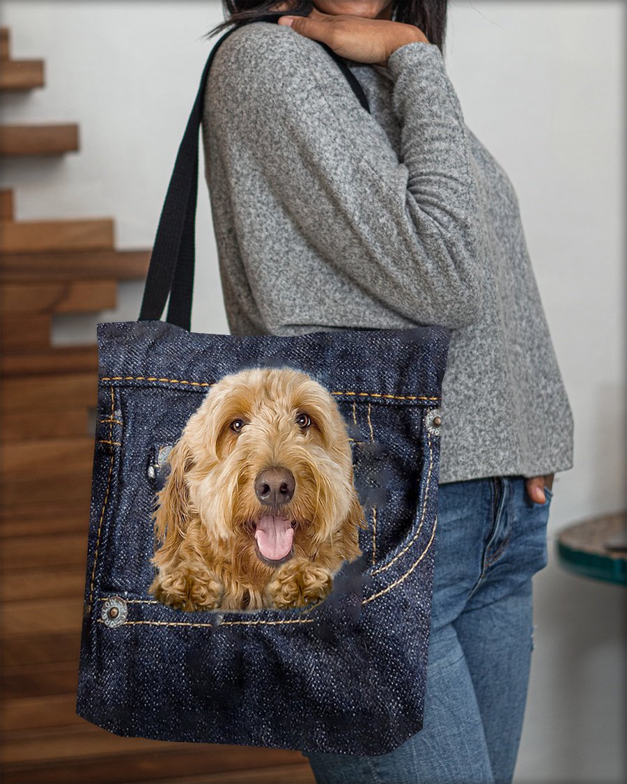 Goldendoodle-Dark Denim-Cloth Tote Bag