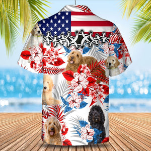 Goldendoodle American Flag Hawaiian Shirt