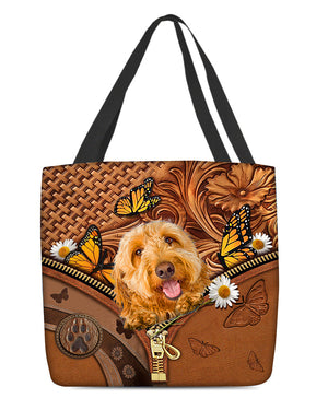 Goldendoodle Butterfly Daisy Cloth Tote Bag