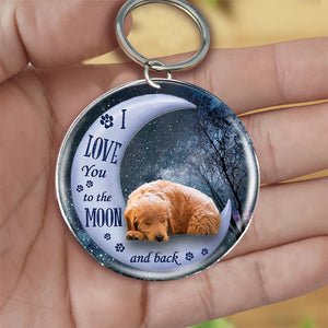 Goldendoodle Moon Back-Round Resin Epoxy Metal Keychain