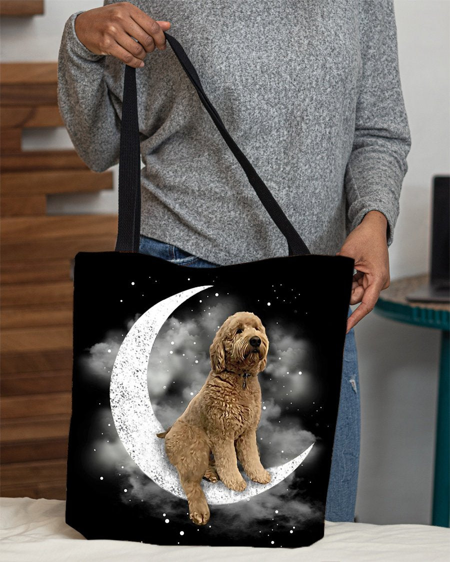 Goldendoodle Sit On The Moon With Starts-Cloth Tote Bag