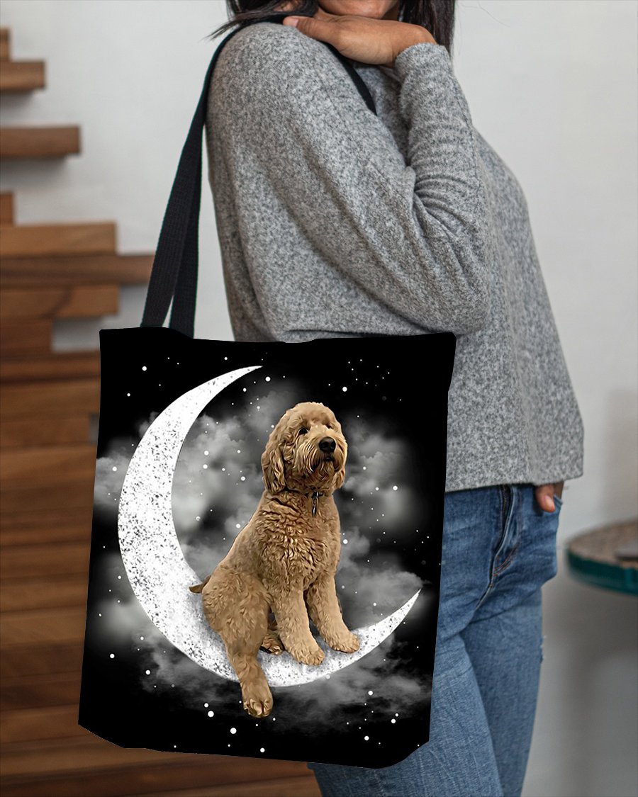 Goldendoodle Sit On The Moon With Starts-Cloth Tote Bag