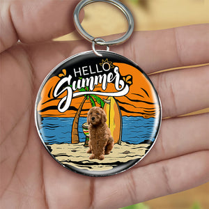 Goldendoodle (2) Hello Summer-Round Resin Epoxy Metal Keychain